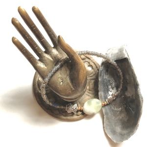 Green Agate Handmade Owl Bead Bracelet